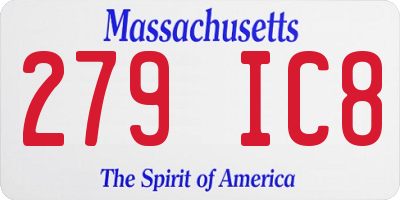 MA license plate 279IC8