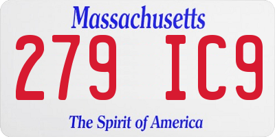 MA license plate 279IC9