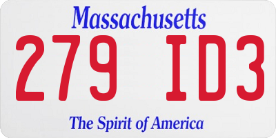 MA license plate 279ID3