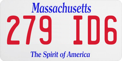 MA license plate 279ID6