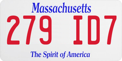 MA license plate 279ID7