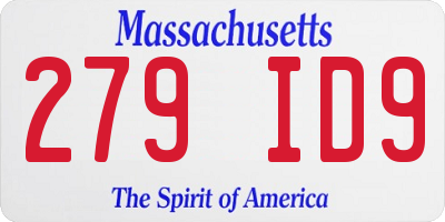 MA license plate 279ID9