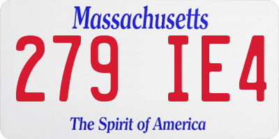 MA license plate 279IE4