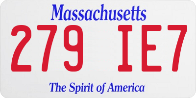 MA license plate 279IE7