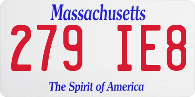 MA license plate 279IE8