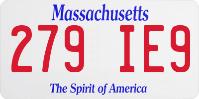 MA license plate 279IE9