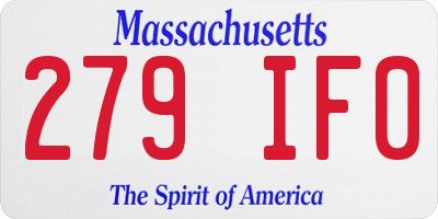 MA license plate 279IF0