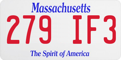 MA license plate 279IF3