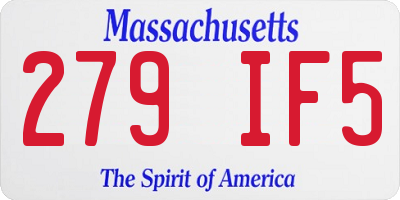 MA license plate 279IF5