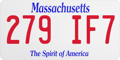 MA license plate 279IF7