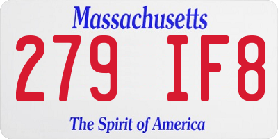 MA license plate 279IF8