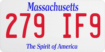 MA license plate 279IF9