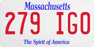 MA license plate 279IG0