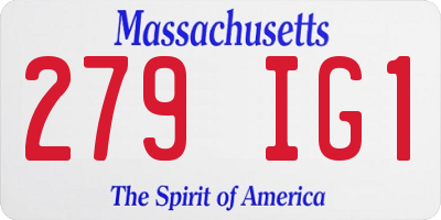 MA license plate 279IG1