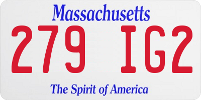 MA license plate 279IG2