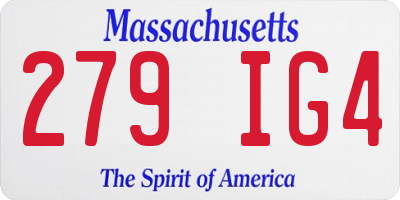 MA license plate 279IG4