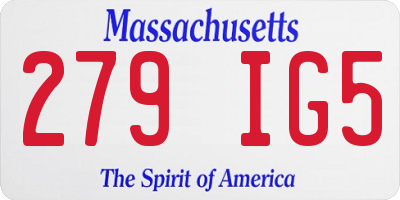 MA license plate 279IG5