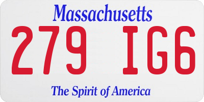 MA license plate 279IG6