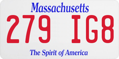 MA license plate 279IG8