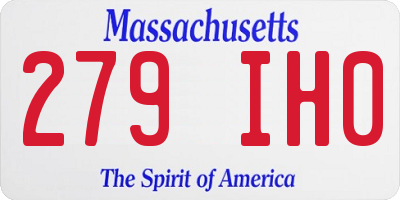 MA license plate 279IH0