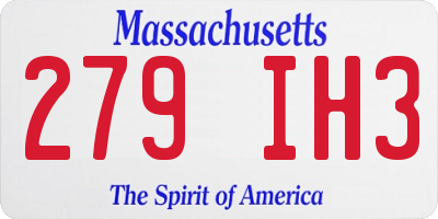 MA license plate 279IH3