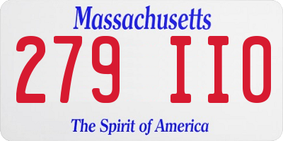 MA license plate 279II0