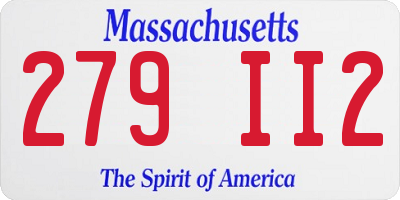MA license plate 279II2