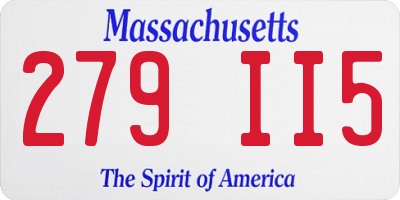 MA license plate 279II5