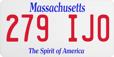 MA license plate 279IJ0