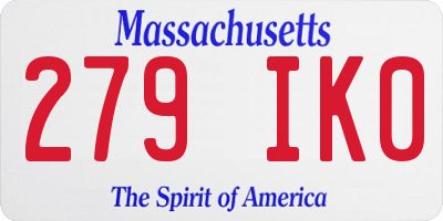MA license plate 279IK0