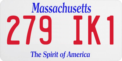 MA license plate 279IK1