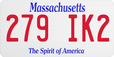 MA license plate 279IK2