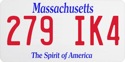 MA license plate 279IK4
