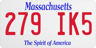 MA license plate 279IK5