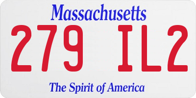 MA license plate 279IL2