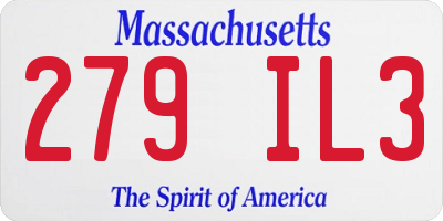 MA license plate 279IL3