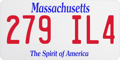 MA license plate 279IL4