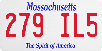 MA license plate 279IL5