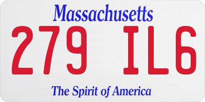 MA license plate 279IL6