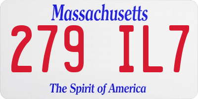 MA license plate 279IL7