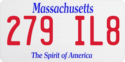 MA license plate 279IL8