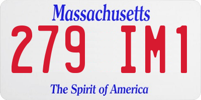 MA license plate 279IM1