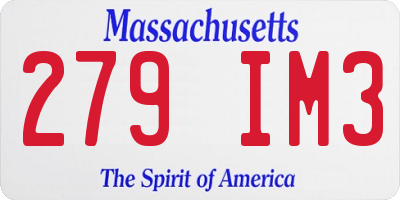 MA license plate 279IM3