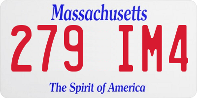 MA license plate 279IM4