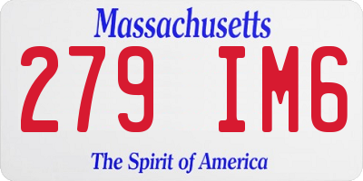 MA license plate 279IM6