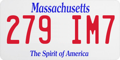 MA license plate 279IM7