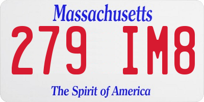 MA license plate 279IM8