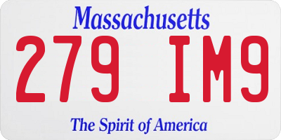 MA license plate 279IM9