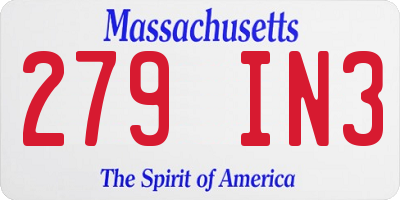 MA license plate 279IN3