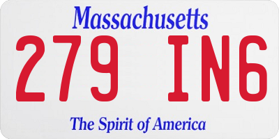 MA license plate 279IN6